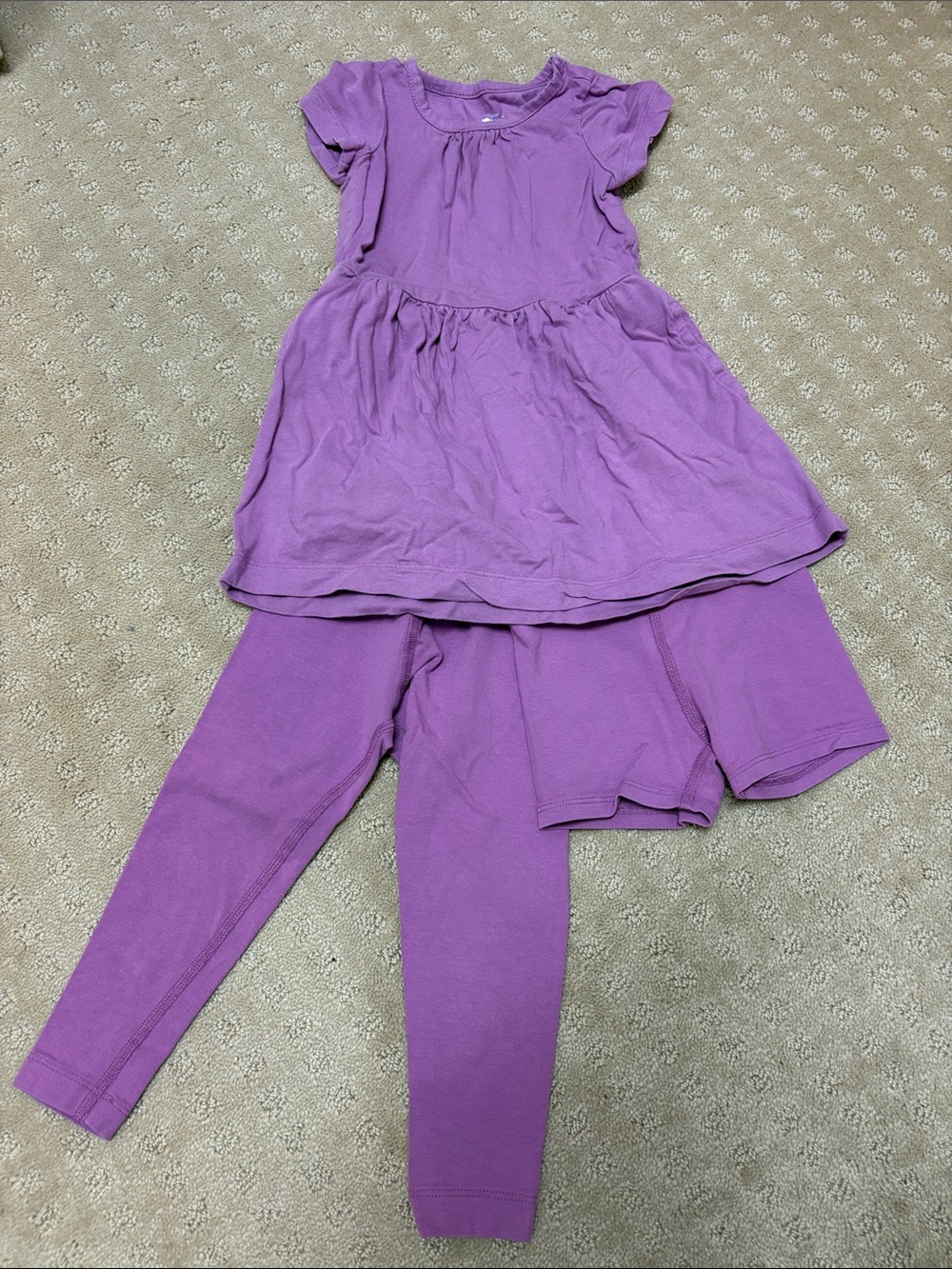 Primary Purple Dress with Leggings and shorts Set